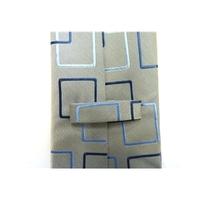 Dolce & Gabbena Grey Silk Tie With Blue Square Design