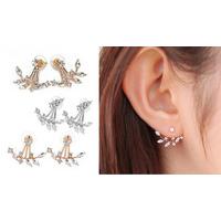 double drop crystal leaf earrings