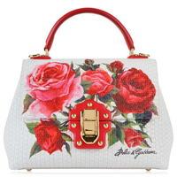 DOLCE AND GABBANA Weaved Leather Rose Lucia Bag
