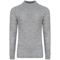 Domino Turtle Neck Knitted Jumper in Light Silver Marl - Dissident
