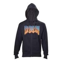 doom mens full length zipper vintage logo hoodie extra extra large bla ...