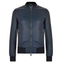 dolce and gabbana contrast trim leather jacket