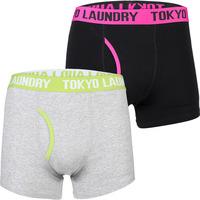 Dormer Boxer Shorts in Raspberry Rose / Green Glow  Tokyo Laundry