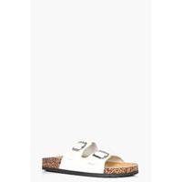 double buckle slider footbed sandal white