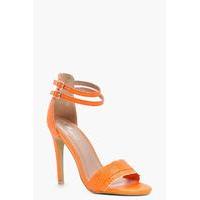 double band barely there heels orange