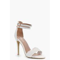 double band barely there heels white