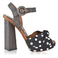 DOLCE AND GABBANA Printed Pyramid Heeled Cady Sandals