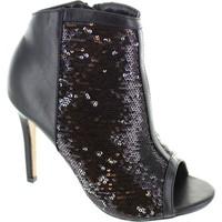 dolcis alair womens black peep toe glitter zip up side high heel ankle ...