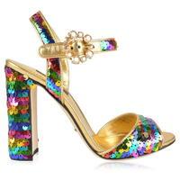 DOLCE AND GABBANA Rainbow Sequin Heeled Sandals