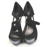 Dorothy Perkins, size 6 black shoes with silver glitter heels and platform sole