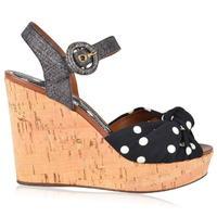 DOLCE AND GABBANA Polka Dot Cork Wedge Heels