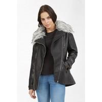 DOUBLE ZIP LONGLINE PU BIKER JACKET