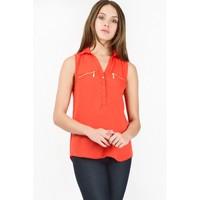 double zip sleeveless blouse