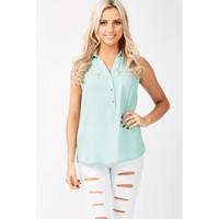 DOUBLE ZIP SLEEVELESS BLOUSE