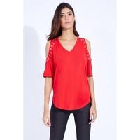 DOUBLE EYELET COLD SHOULDER TOP