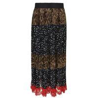 DOLCE AND GABBANA Leopard Polka Pleated Maxi Skirt