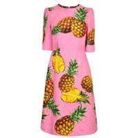 DOLCE AND GABBANA Brocade Pineapple Print Dress