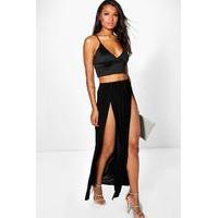 double thigh high split maxi black