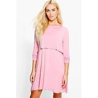 double layered a line shift dress antique rose