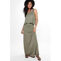 Double Layer Maxi Dress - khaki