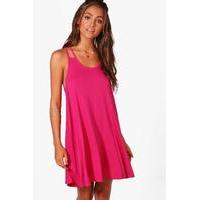 double strap swing dress fuchsia