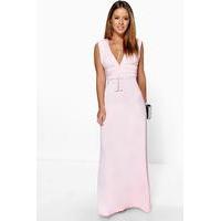 Donna Plunge Ruched Maxi Dress - rose