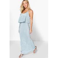 Double Layer Crinkle Maxi Dress - grey
