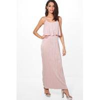 double layer crinkle maxi dress antique rose
