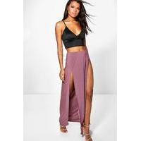 Double Thigh High Split Maxi - antique rose