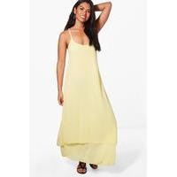 double layer maxi dress yellow