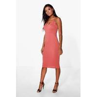 Double Strap Plunge Midi Dress - antique rose