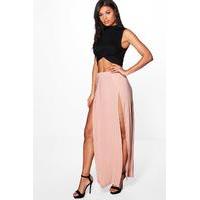 double thigh high split maxi blush