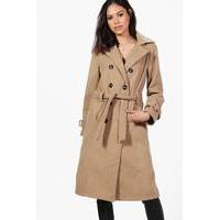 double breasted belted wool coat camel