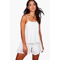 Double Layer Beach Playsuit - white