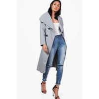 Double Breasted Wool Look Coat - grey