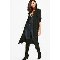 Double Breasted Midi Trench - black