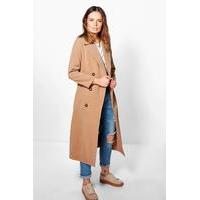 Double Breasted Wool Look Robe Duster - camel