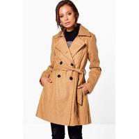double breasted belted trench coat camel