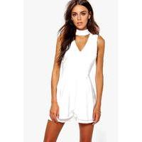 Double Layer Choker Playsuit - white