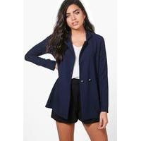 Double Breasted Woven Blazer - navy