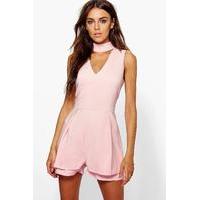 Double Layer Choker Playsuit - pink