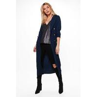 Double Breasted Military Duster - navy