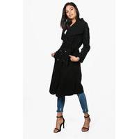 double breasted belted coat black
