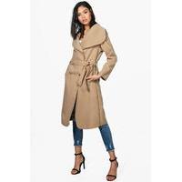Double Breasted Belted Coat - camel
