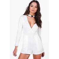 Double Buckle Detail Playsuit - ivory