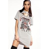 Dora Grey Heart Of Fire Distressed T-Shirt Dress