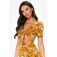 Dolly Mustard Floral Tie Front Top
