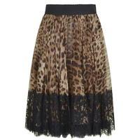 DOLCE AND GABBANA Leo Print Tulle Skirt