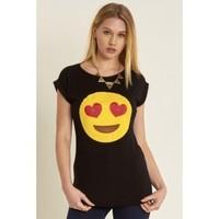 Dorthy Love Eyes Emoji Turn Up Sleeve T Shirt