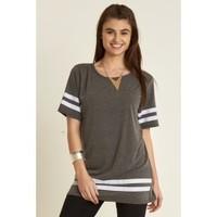 Dorsie Varsity T Shirts Sleeve Baggy Oversize Top